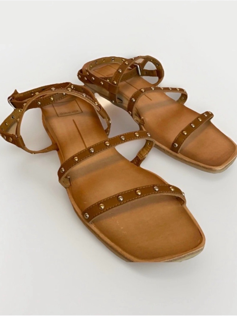 Dolce Vita Tan Studded Multi-Strap Flat Sandals